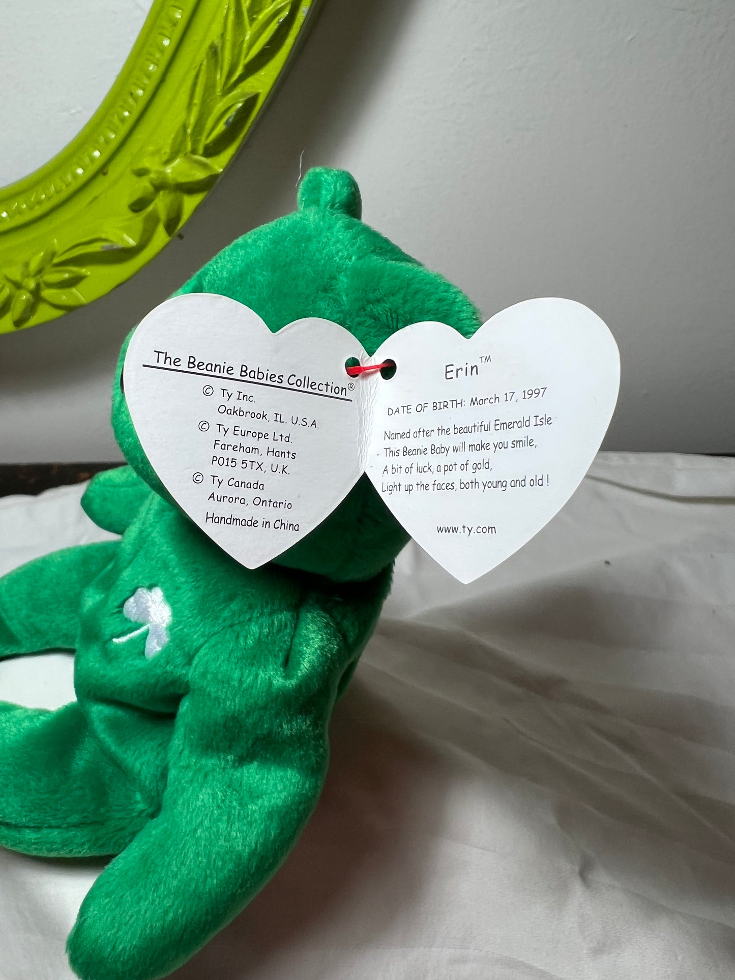 Beanie Baby ERIN - MINT with 3 MAJOR ERRORS Erin The Bear TY Beanie Baby