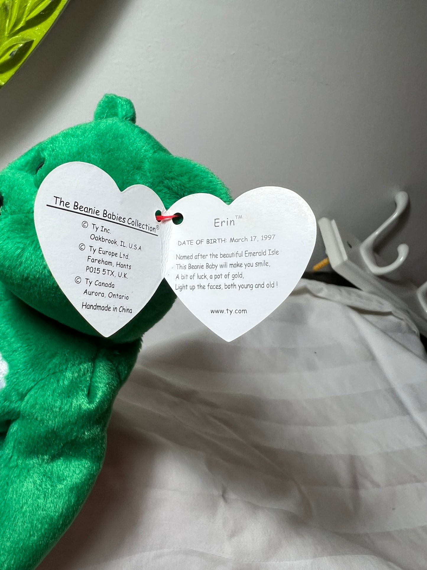 Beanie Baby ERIN - MINT with 3 MAJOR ERRORS Erin The Bear TY Beanie Baby