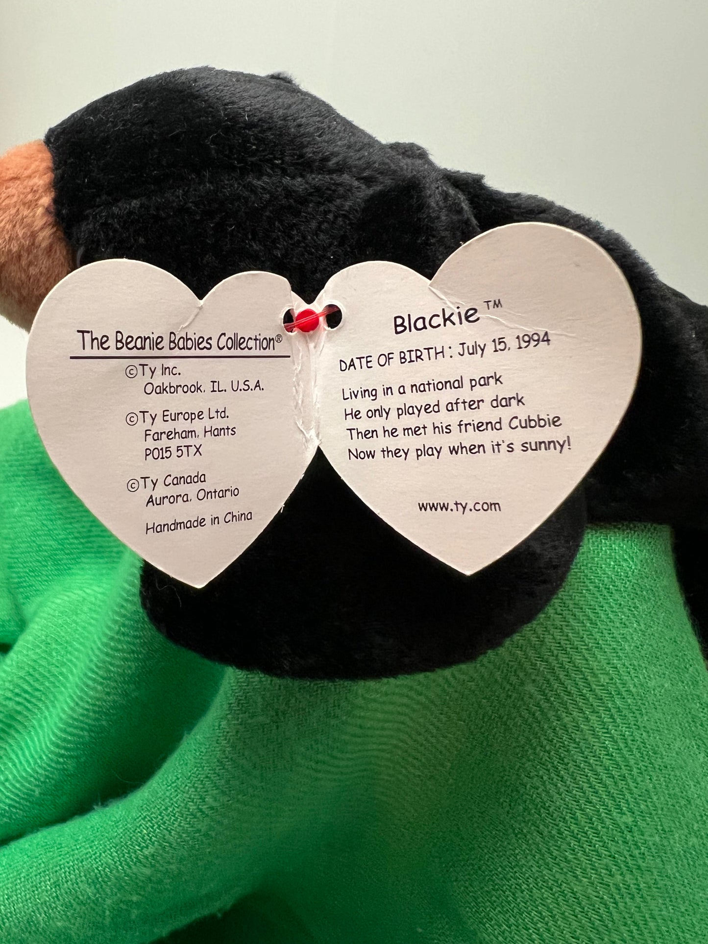 Rare 1993 Ty Beanie Baby Blackie w/ Errors